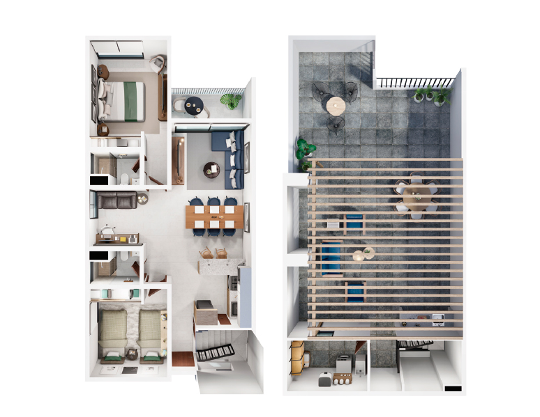 departamento tipo a roof top